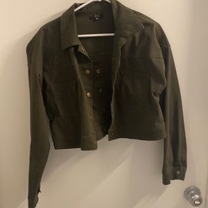 Olive Green Cropped Jacket
